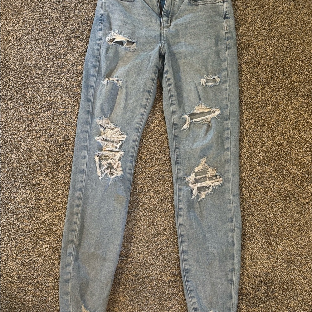 American Eagle Outfitters Light Blue Distressed Skinny Jeans